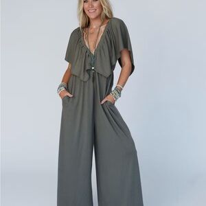 The Nest On Repeat Open Back Ruffle Jumpsuit